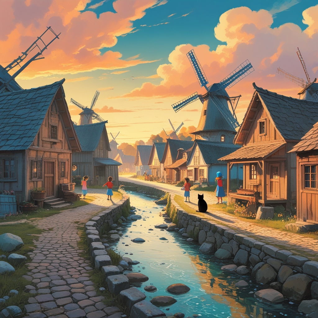 Ghibli-Style Cozy Village AI Image